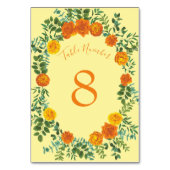 Gelborange Hochzeitsflorale Rose Tischnummer (Vorderseite)