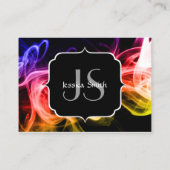 Gelborange Lila Abstrakt-Rauch-Schwarzes Monogramm Visitenkarte (Rückseite)