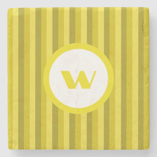 Gelborange Monogramm Steinuntersetzer (Vorderseite)