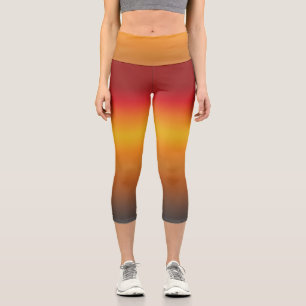 Gelborange Orange Yellow Ombre Capri Leggings