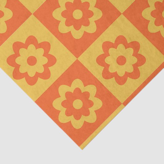 Gelborange Retro-Blume Seidenpapier (Detail)