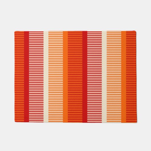 Gelborange, rotes Streifenmuster Fußmatte (Vorderseite)