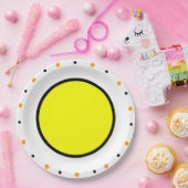 Gelborange schwarze Punkte Pappteller (Party)