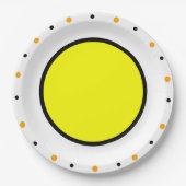 Gelborange schwarze Punkte Pappteller (Vorderseite)