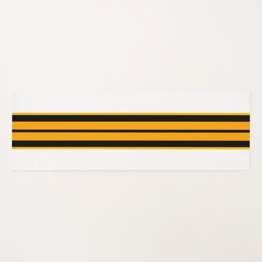Gelborange schwarze Streifen auf Weiß Yogamatte (Vorderseite (Horizontal))