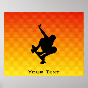 Gelborange Skateboard Poster