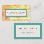 Gelborange und Türkis Abstrakt mit Rahmen Visitenkarte (Vorne/Hinten)