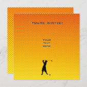 Gelborange Vintage Golfer Einladung (Vorne/Hinten)