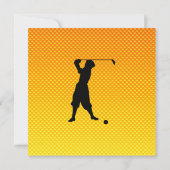 Gelborange Vintage Golfer Einladung (Rückseite)