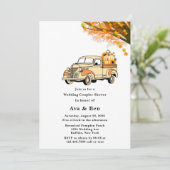 Gelborange Vintage Lkw Hochzeitsdusche Einladung (Stehend Vorderseite)