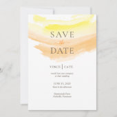 Gelborange Wasserfarbe Save The Date (Vorderseite)