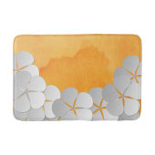 Gelborange Wasserfarbe und weiße Blume Badematte (Vorderseite)