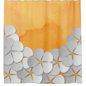 Gelborange Wasserfarbe und weiße Blume Duschvorhang (Vorderseite)