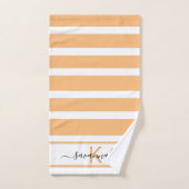 Gelborange weiße Streifen, Monogramm Badhandtuch Set (Handtuch)