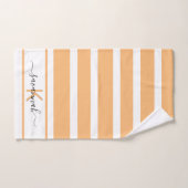Gelborange weiße Streifen, Monogramm Badhandtuch Set (Handtuch)