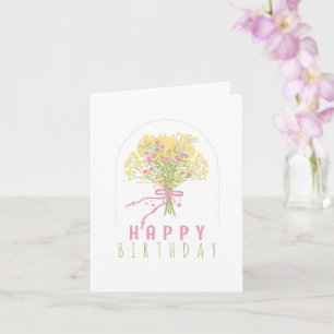 Gelbpinke Blume zum Geburtstag Karte