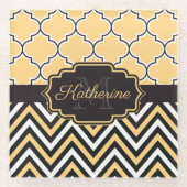 Gelbquatrefolie Glasuntersetzer (Vorderseite)