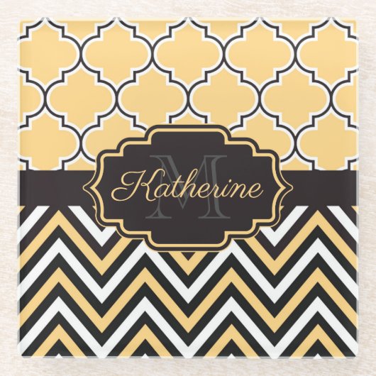 Gelbquatrefolie Glasuntersetzer (Vorderseite)