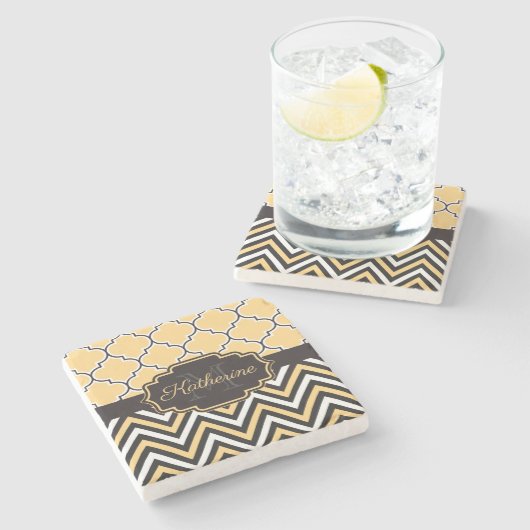 Gelbquatrefolie Steinuntersetzer (Seitenansicht)