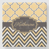 Gelbquatrefolie Steinuntersetzer (Vorderseite)