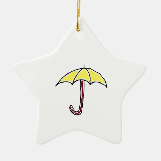 Gelbregen oder Sonnenschirmschirm-Cartoon Keramik Ornament (Vorne)