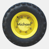 Gelbreifen mit personalisiertem Namen Runder Aufkleber (Vorderseite)