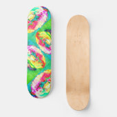 Gelbrosa abstrakte Mohnfarbe Skateboard (Vorderseite)