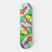 Gelbrosa abstrakte Mohnfarbe Skateboard (Vorderseite)