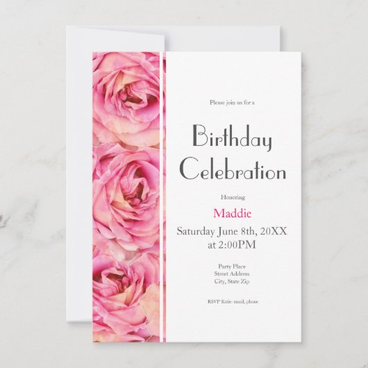 Gelbrosa Aquarellfarben Rose Abstraktes Muster Einladung (Vorderseite)