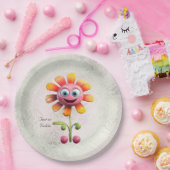 Gelbrosa Blume Papierplatte Pappteller (Party)