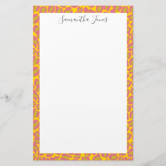 Gelbrosa Leoparden | PERSONALISIERT Briefpapier (Vorderseite)