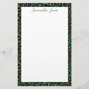 Gelbrosa Leoparden PERSONALISIERT Briefpapier