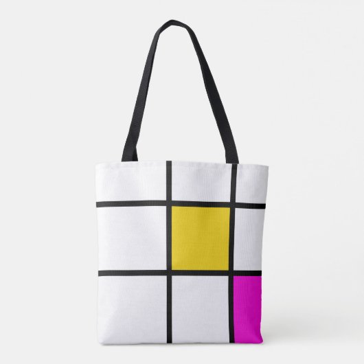 Gelbrosa Mondrian Style Tasche (Rückseite)