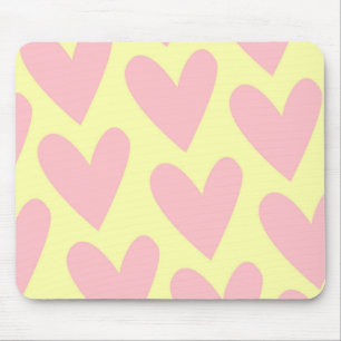 Gelbrosa Niedliches Herz-Y2K-Muster Mousepad