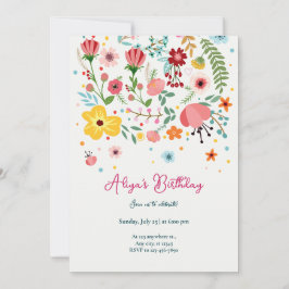 Gelbrosa Orangenblume Geburtstag Einladung