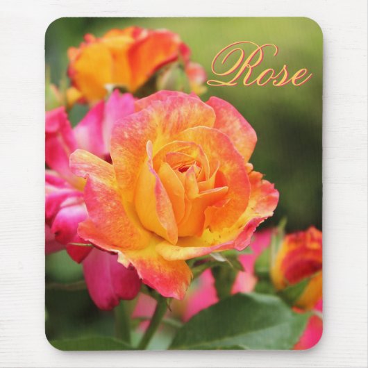 Gelbrosa Rose Mousepad (Vorne)