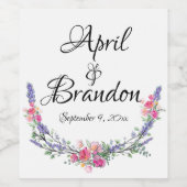 Gelbrosa Rosen Eukalyptus floral Weinetikett (Einzelnes Label)