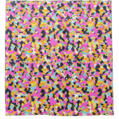 Gelbrosa Schwarz Camouflage Camouflage Muster Duschvorhang (Vorderseite)