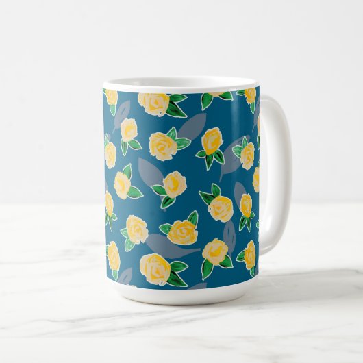 Gelbrosenmuster Kaffeetasse (VorderseiteRechts)