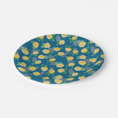 Gelbrosenmuster Pappteller (Schrägansicht)