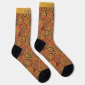 Gelbrot-orangefarbenes Aztekenmuster Socken (Rechts)