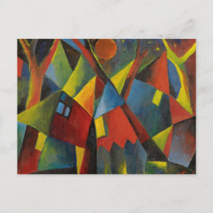 Gelbroter Mond Uber Sturzenden Hausern von Topp Postkarte