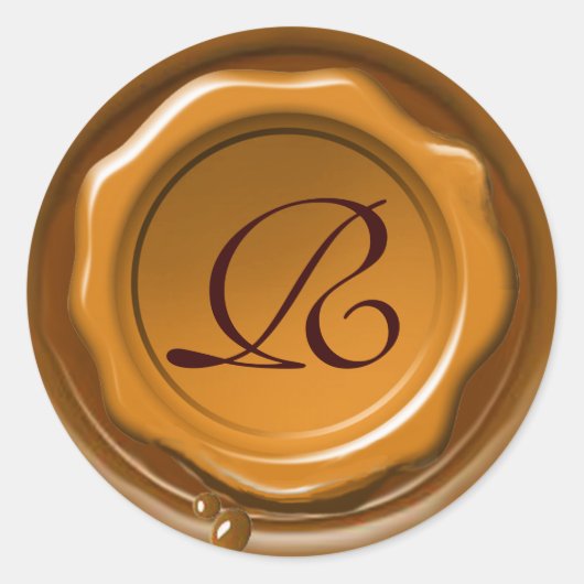 GELBROWN-WAX-SIEGEL Monogramm Runder Aufkleber (Vorderseite)