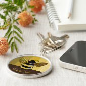 GELBROWNE STREIFENDE LINIEN GOLD SCHWARZES BUMBLE SCHLÜSSELANHÄNGER (Seite)