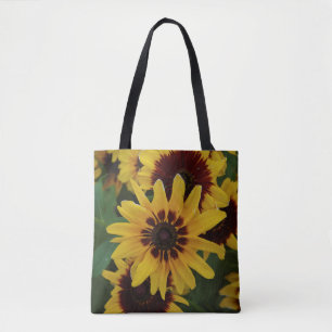 Gelbrune Blumen überall auf der Tragetasche Tasche