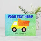 Gelbschleppwagen Kids gestört Einladung (Stehend Vorderseite)