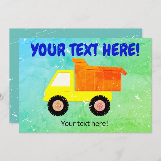 Gelbschleppwagen Kids gestört Einladung (Vorne/Hinten)