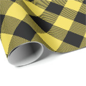 Gelbschwarz | Buffalo Karos Muster Geschenkpapier (Rolleneckpunkt)
