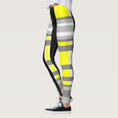 Gelbschwarz, grau und weiß abstrakt leggings (Links)