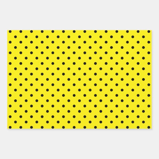 Gelbschwarz und Weiß Polka Dot Bee Mix Geschenkpapier Set (Vorderseite)